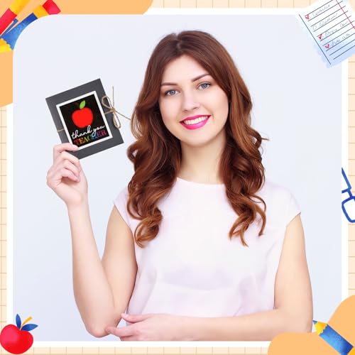 ReliThick Teacher Appreciation Gift Card Holder 5 Slots, 4.3 x 3.5 Inch Thank You Teacher Gift Card Booklet Sleeves Postcard Money Booklet Holder for Appreciation (Chalkboard Style) - style: Chalkboard Style