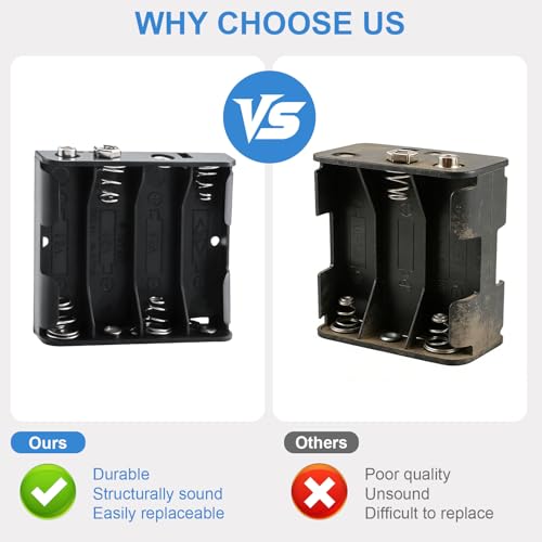 4 x AA Battery Holder with Standard snap Connector, Part # BH341 (2 Pack) - size: 2 PACK