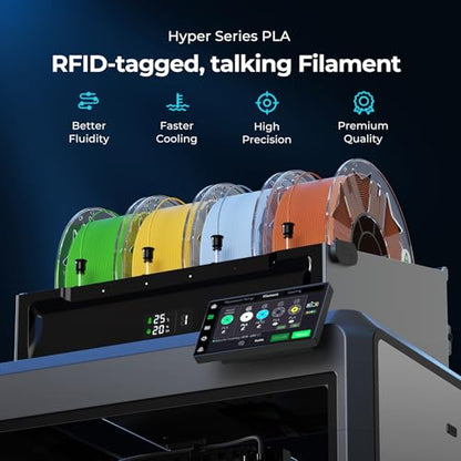 Creality 3D Printer RFID Filament Bundle, Hyper PLA Filament 1.75mm for 3D Printing, Hyper PLA RFID Filament No-Tangling High Precision, 1KG(2.2 lbs) Spool (2 Black) - color: 2 Black