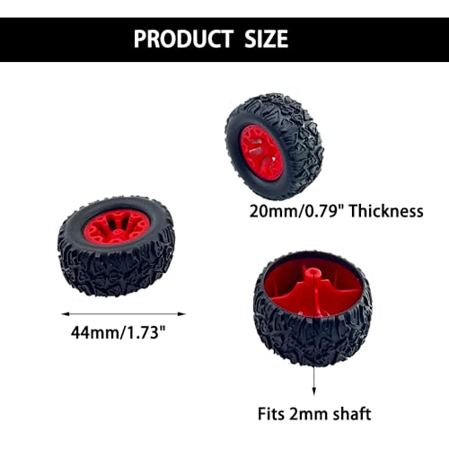 10PCS Toy Car Wheels Toy Car Rubber Tire Wheels with 5PCS Shaft Round Rod Axles for RC Car Truck Robot DIY Model Toy Parts (2x20x44mm) - style: 2x20x44mm