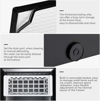 Kismile 7.0 Cubic Feet Chest Freezer, Deep Freezer for Home, Black - color: Black, size: 7.0 Cu.ft