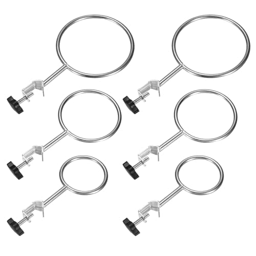 M METERXITY 6-Pack Laboratory Retort Support Ring Clamp 50mm 72mm 90mm Stainless Steel Closed Extension Ring Flask Clamp Burette Stand for Chemistry/Physics Lab Equipment Support Retort Ring
