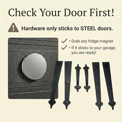 Household Essentials Garage Handle and Hinge Magnets – Decorative Magnetic Hardware Steel Doors, Easy Installation, Durable & Weatherproof, Set of 6 - size: Pack of 1, style: Standard Hinges