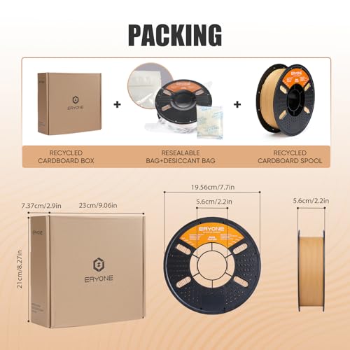 ERYONE Matte PLA Basic 3D Printer Filament 1.75 +/- 0.03mm, Matte Filament 1KG(2.2LBS) Spool, Brown - color: Lite Matte Brown
