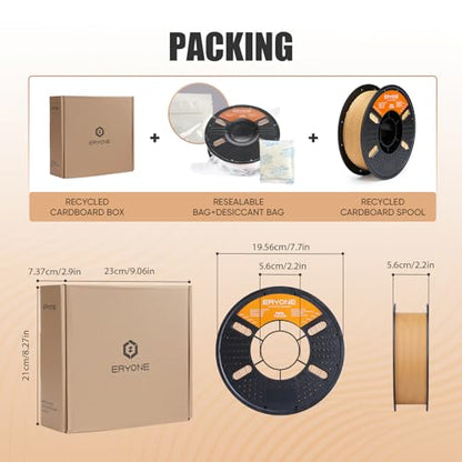 ERYONE Matte PLA Basic 3D Printer Filament 1.75 +/- 0.03mm, Matte Filament 1KG(2.2LBS) Spool, Brown - color: Lite Matte Brown