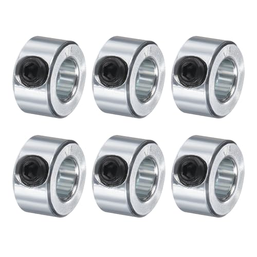 uxcell 6pcs Set Screw Collars 1/4" Bore, Zinc Plated Carbon Steel Shaft Collars, 1/2" OD, 5/16" Width Lock Axle Collar Clamp (Hollow Style, Lightweight) - size: 1/4" Borex1/2" ODx5/16" Width