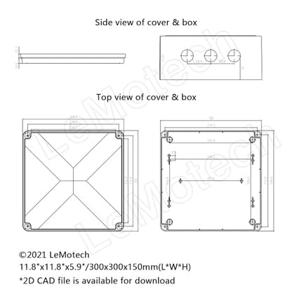 LeMotech Junction Box, ABS Plastic IP65 Waterproof and Dustproof, Universal Electrical Enclosure, Outdoor and Indoor Project Box 11.8X 11.8X 5.9 inch (300 x 300 x 150 mm) - size: 11.8" x 11.8" x 5.9" (1pc)