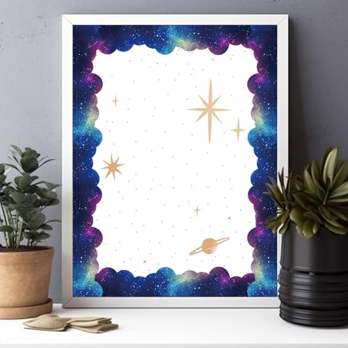 Bulletin Board Borders Decorations, Outer Space Classroom Decor, 84ft Starry Sky Galaxy Paper Borders Trim for Teacher School Office Supplies Classroom Door Wall Decor, 4 Patterns - color: Purple