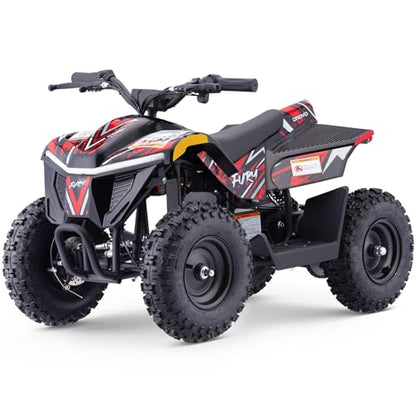 Droyd Electric ATV Fury, 36V Kids Quad Bike with 500W Brushless Powerful Motor, 8-10 Miles Long Range Electric 4 Wheeler with Throttle Controlled Dual Suspension for Boys Girls Ages 6+ (Red) - color: Red