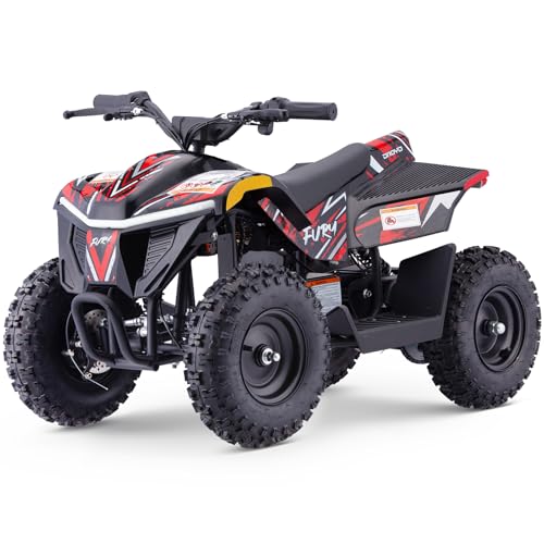 Droyd Electric ATV Fury, 36V Kids Quad Bike with 500W Brushless Powerful Motor, 8-10 Miles Long Range Electric 4 Wheeler with Throttle Controlled Dual Suspension for Boys Girls Ages 6+ (Red) - color: Red