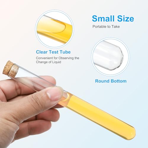 PATIKIL 23ml Test Tubes, 25pcs 5.91x0.63in Glass Clear Round Bottom Test Tube Containers with Cork Stopper for Bead Party Candy Bath Salt Storage Scientific Experiment Plant Propagation - size: 23ml