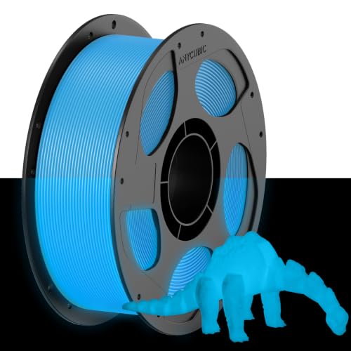 ANYCUBIC PLA 3D Printer Filament, Glow in The Dark, 3D Printing PLA Filament 1.75mm Dimensional Accuracy +/- 0.02mm, 1KG Reusable Spool (2.2 lbs), Blue PLA, Glow Blue - color: 1kg Blue Pla - Glow to Blue