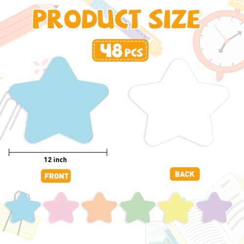 48Pcs Large Star Dry Erase Dots for Classroom Table, 12inch, Pastel - color: Pastel