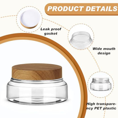 24 Pack Plastic Cosmetic Jars with Lids Label, 5 oz, Clear,Dark Beech - color: Clear,Dark Beech, size: 5 oz