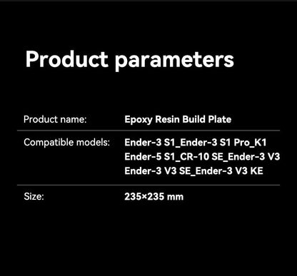 Creality Ender 3 V3 SE 3D Printer Build Plate Kit, Double Side Epoxy Resin Platform, for Ender 3/V3 SE/V3 KE/CR 10 SE/Ender 3 S1/S1 Pro/Ender 5 S1/K1, 235×235mm - style: Ender 3 V3 SE Build Plate