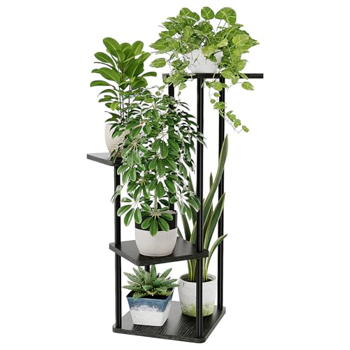 Bamworld Small Plant Stand Indoor 4 Tier Corner Plant Shelf - color: Dark Brown, size: 4 Tier