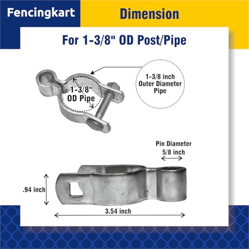Chain Link Fence Gate Post Hinge Set, 1-3/8 inch OD Pipe, Female Hinge with Bolts and Nuts, 4-Pack (Silver, 1-3/8") Galvanized - color: Silver, size: 1-3/8"