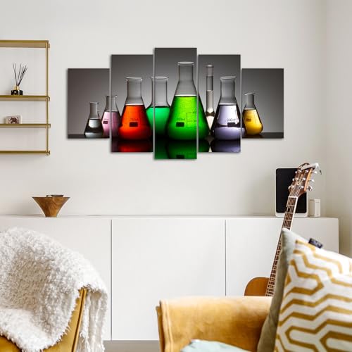Muzenso Large Canvas Prints 5 Piece Colorful Laboratory Flask Wall Art