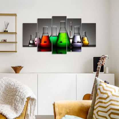 Muzenso Large Canvas Prints 5 Piece Colorful Laboratory Flask Wall Art