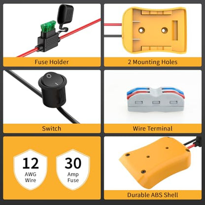 Kzreect 2 Pack for Power Wheel Adapter Compatible with Dewalt 20V Battery - size: 2 Pack