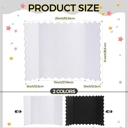 Mooliwe 4 Pack 21" x 14" Trifold Poster Board Scalloped, Black White - color: Black White, size: 21" X 14"