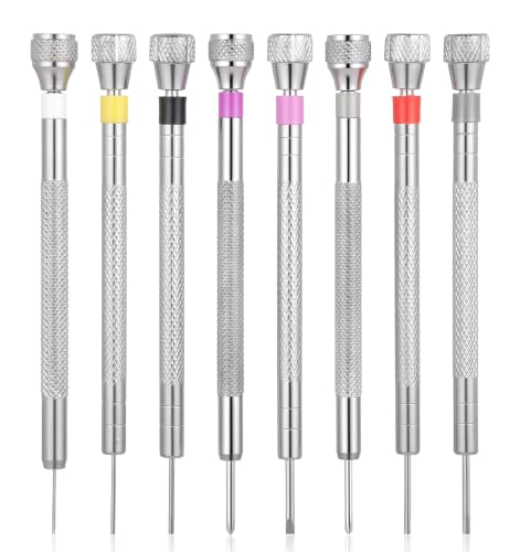 8-Piece Watch Screwdriver, Jewelers Screwdriver Set Alloy Steel Flathead Precision Screwdrivers for Watch Repair, Eyeglasses, Electronics, Jewelry Work