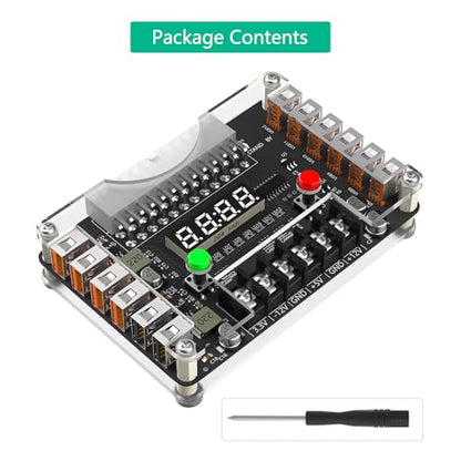 Mustpoint New Version ATX Power Supply Breakout Board and Acrylic Case Kit with 3.3V, 5V, 12V,-12V Output Voltage and 12 Ports USB, 3A Maximum Output (Side-Insertion)