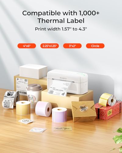 MUNBYN Bluetooth Thermal Label Printer, 4x6 Shipping Label Printer - color: Black