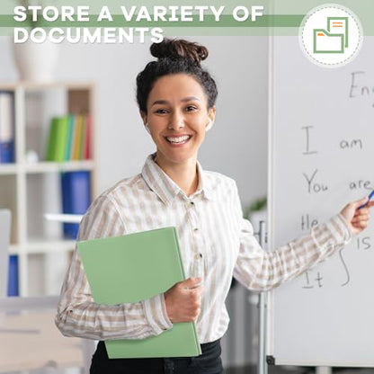 Henoyso 36 Pcs Plastic Folder with Clear Front Pocket, Sage Green - color: Sage Green
