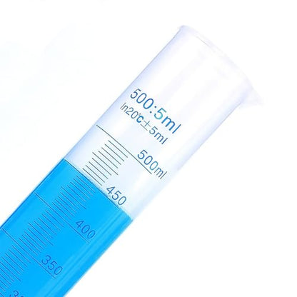500ml Plastic Measuring Graduated Cylinder, Polypropylene Plastic, 2-Sided Marking, Ideal for Science, School and Home Lab, HUAOU, Pack of 1 - size: 500ml