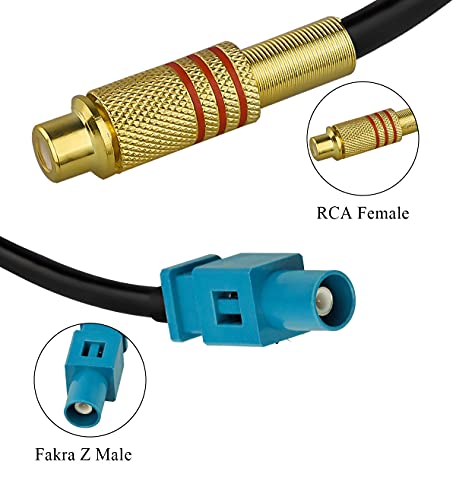 TUOLNK 2 Pack 6inch Fakra Z Waterblue Male to RCA Female Pigtail Jumper Coaxial Cable for Car DVD Extension Cable RG174 Coax Cable