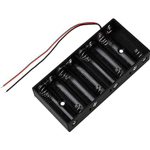 8 AA Battery Case Holder 8 x1.5V, DIY Battery Storage Boxes, AA 8 Bay Battery Holder, 8 Slots in Parallel Black Plastic Batteries Case