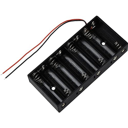 8 AA Battery Case Holder 8 x1.5V, DIY Battery Storage Boxes, AA 8 Bay Battery Holder, 8 Slots in Parallel Black Plastic Batteries Case