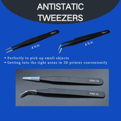 3D Printer Tool Kit, 24pcs Nozzle Cleaning Tool Removal Kit, Wire Brush, Wire Flush Cutter, Scraper Knife, Diamond Files, Tweezer, Putty Knife for 3D Printer, Model Building