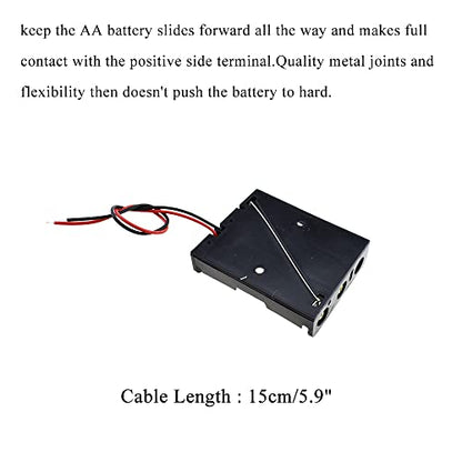HAHIYO 4.5V AA Battery Holder Bundle Series with Wire Sturdy Clapm Flexible Springs Contact Build-in Harnesses Batteries Black Case Easy Install 6 Pieces for Wall Clocks Ham Radio Kids Toys - style: Without cover-3AA-6P