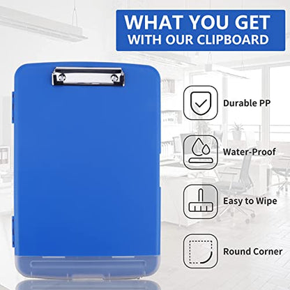 Clipboard with Storage, A4 Binder Nursing Clipboards with Pen Holder, Heavy Duty Storage Clipboards with Low Profile Clip, Clipboard Folder Side-Opening, Smooth Writing Clip Board (Blue) - color: Blue