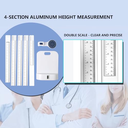Aluminum Alloy Height Measurement 5-Section Portable Height Measure 8-82 inch/20-210 cm/Unit with cm & inch for Offices, Gyms, School and Physical examinations - color: light blue-height measuring rod-3