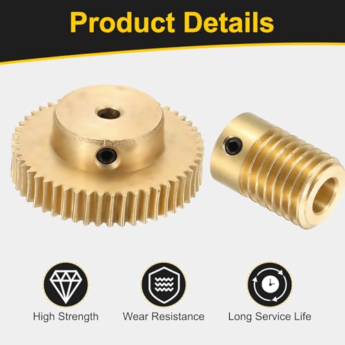 uxcell Worm Gear Set Right Rotation 50T 0.5 Module 1:50 Reduction Rate - size: Gear-3mm, Rod-6mm Bore, style: 0.5M-50T