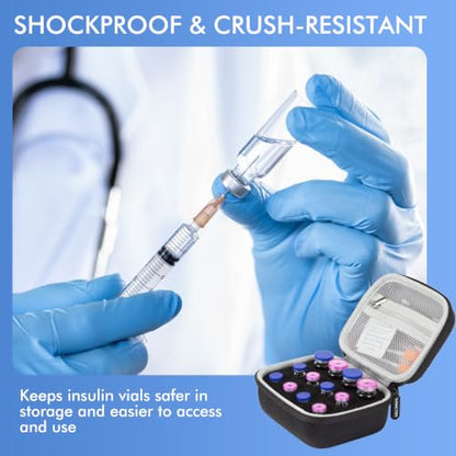Peptide Case for Fridge, 12 Slots Insulin Vial Protector Organizer Bag, Peptide Vial Storage Case for 1ml 3ml 5ml 10ml Vials, Diabetes Insulin Carrying Case - size: Black-12 Slots