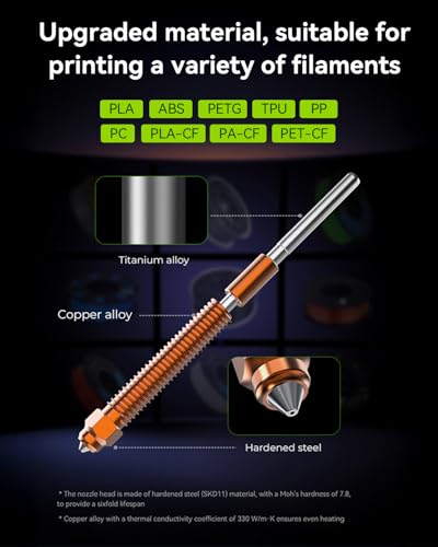 Creality Official K2 Plus Nozzle, 0.4mm 4 PCS Quick-Swap 3D Printer Nozzle Copper Alloy and Hardened Steel Nozzle for 3D Printer K2 Plus, K2, Creality Hi - style: 4PCS 0.4mm