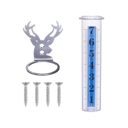 7" Rain Gauge Outdoor, Accurate Glass Tube Best Rated with Deer Shape Rack, Decorative Deer Antler Rain Measure Tool for Garden, Lawn, Patio (Style B) - style: Style B