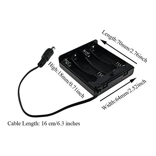 HAHIYO 6V 4x1.5V AA Battery Holder with DC Plug Portable Supply Quick Swap Securely Lids On/Off Switch Plastic Batteries Storage Box Case 2 Pieces for Wireless Cameras Halloween LED Light Strips - style: 4AA(DC Plug)-2P