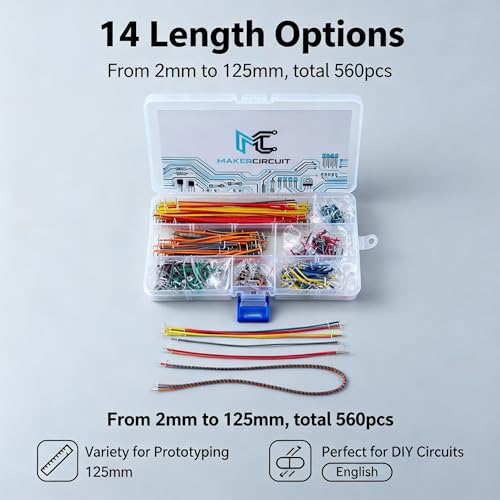 560Pcs Jumper Wire Kit, 14 Lengths 2-125mm Solderless Breadboard Jumper Wires, Assorted Flexible Breadboard Connecting Line for Arduino Projects