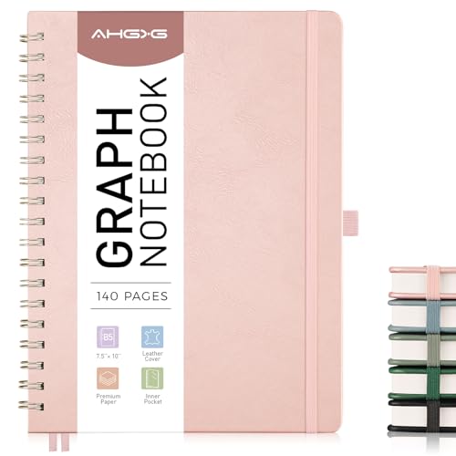 AHGXG Graph Paper Notebook, 140 Pages, B5 (7.6" x 10") - color: Rose Gold, style: B5-Graph