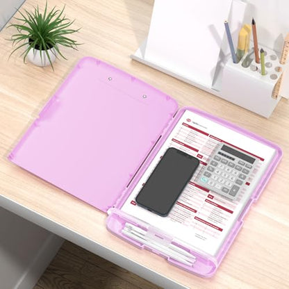 Rimilak Clipboard with Storage, 8.5 x 11'' High Capacity Clip Board, Pink - color: Pale Pink