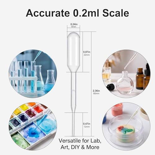 moveland 350PCS 0.2ml Plastic Mini Transfer Pipettes for Aromatic Mixture - size: 0.2 ml