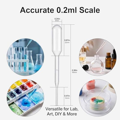 moveland 350PCS 0.2ml Plastic Mini Transfer Pipettes for Aromatic Mixture - size: 0.2 ml