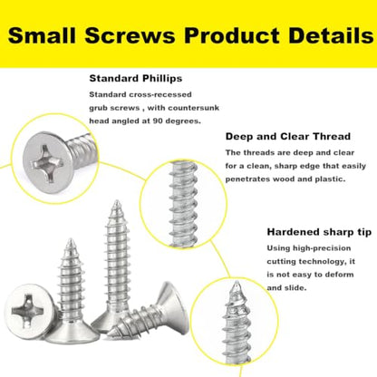 #4 Flat Head Phillips Wood Screws 150Pcs, 304 Stainless Steel, 1/2" - color: Sliver, size: #4 x 1/2''-150pcs
