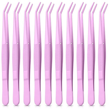 Honoson 10 Pcs Stainless Steel Tweezers for Crafting Forceps,Purple - color: Purple