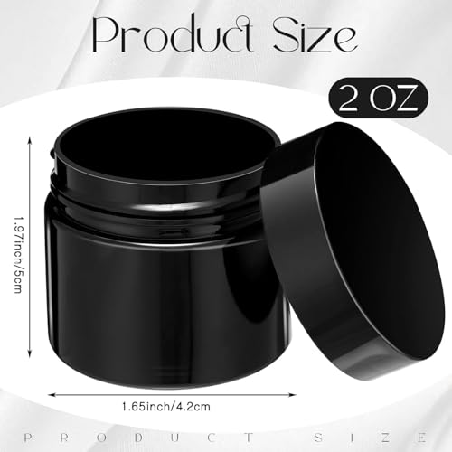 SATINIOR 24 Pieces Clear Plastic Jars with Lids, Black, 2 oz - color: Black, size: 2 oz